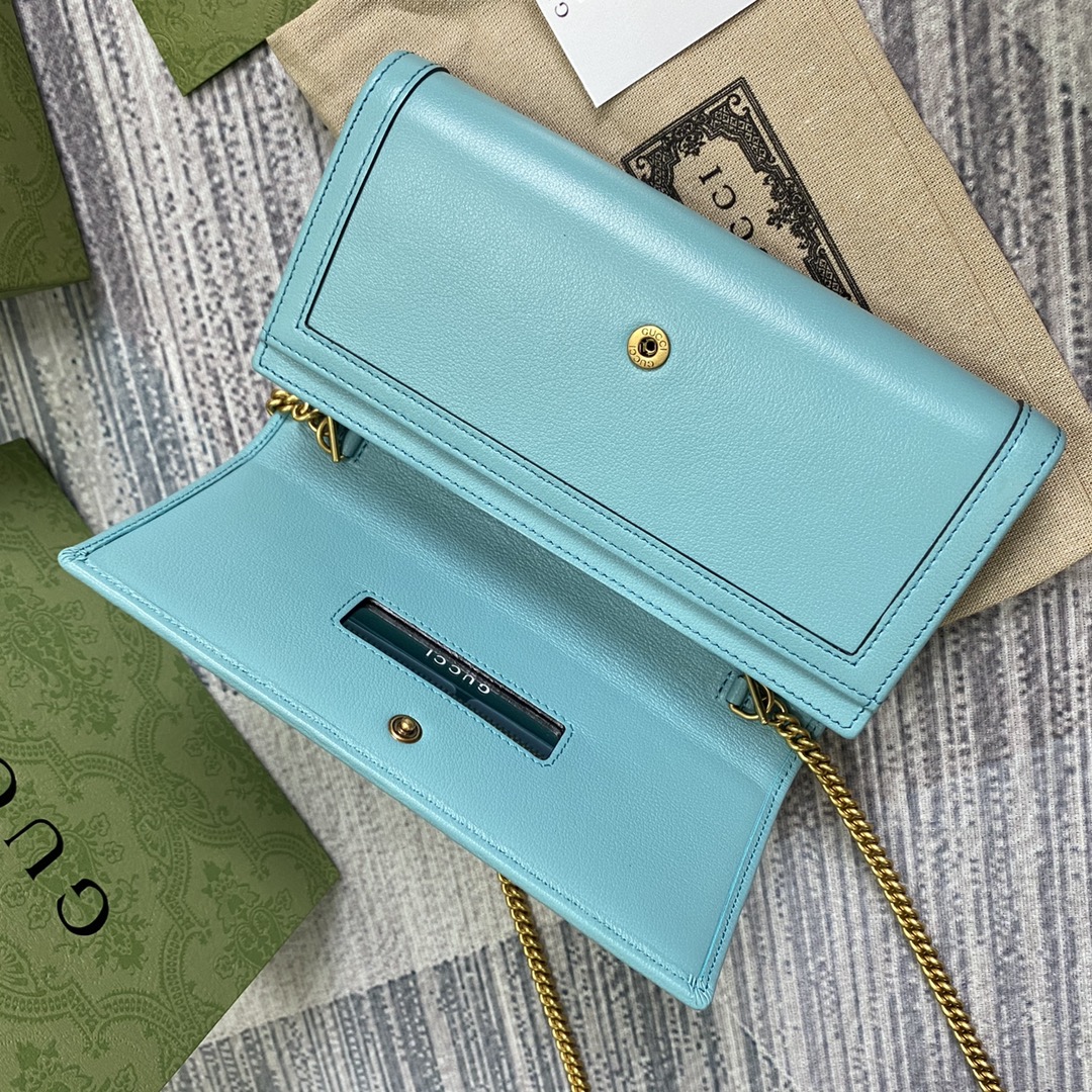 Gucci Diana Chain Wallet With Bamboo 658243 Light Blue